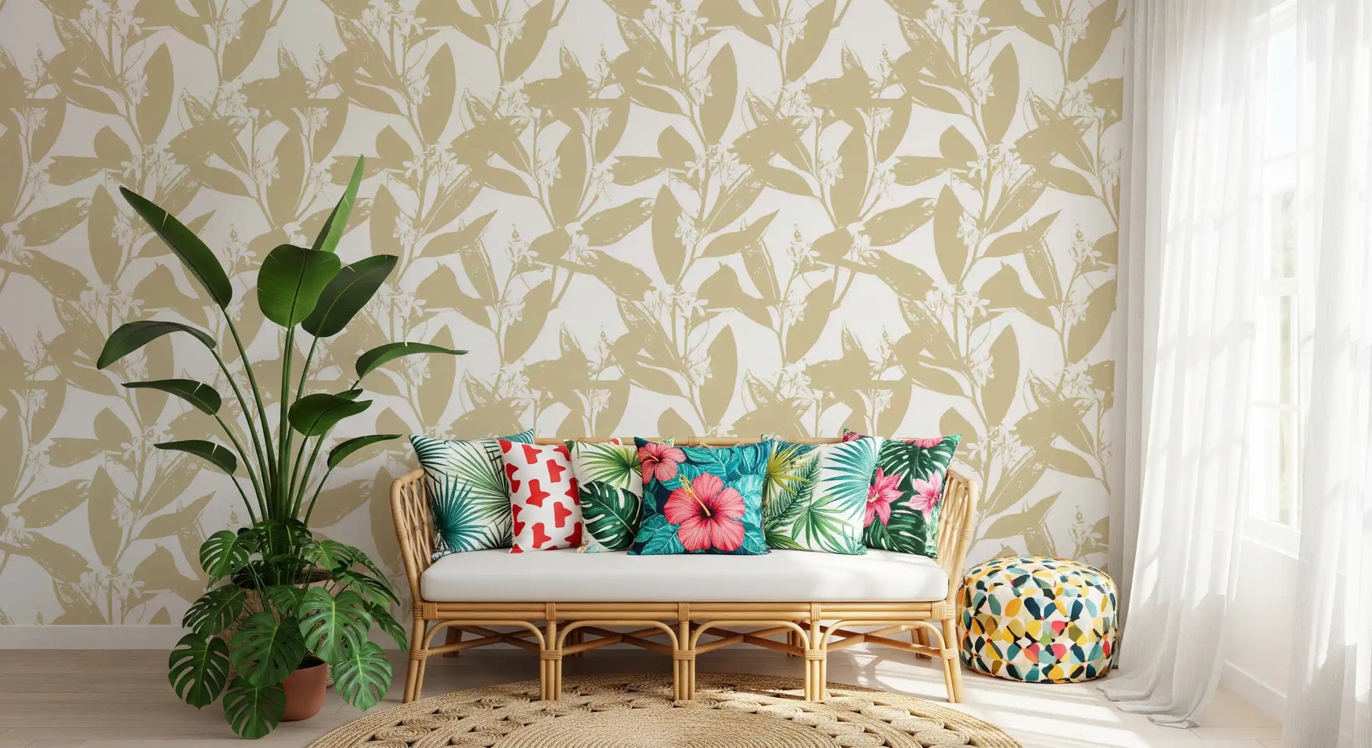 Muted Floral Silhouette Wallpaper⁠