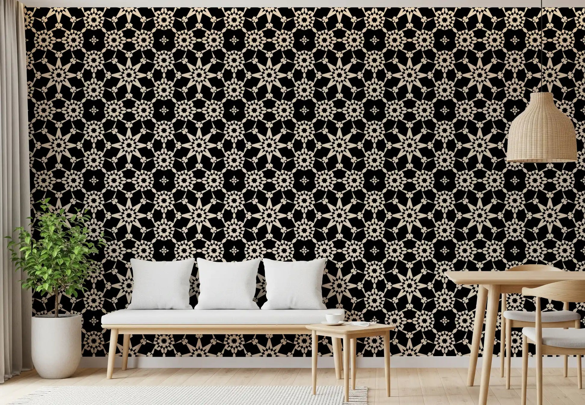 Geometric Arabesque Monochromatic Lattice Wallpaper⁠