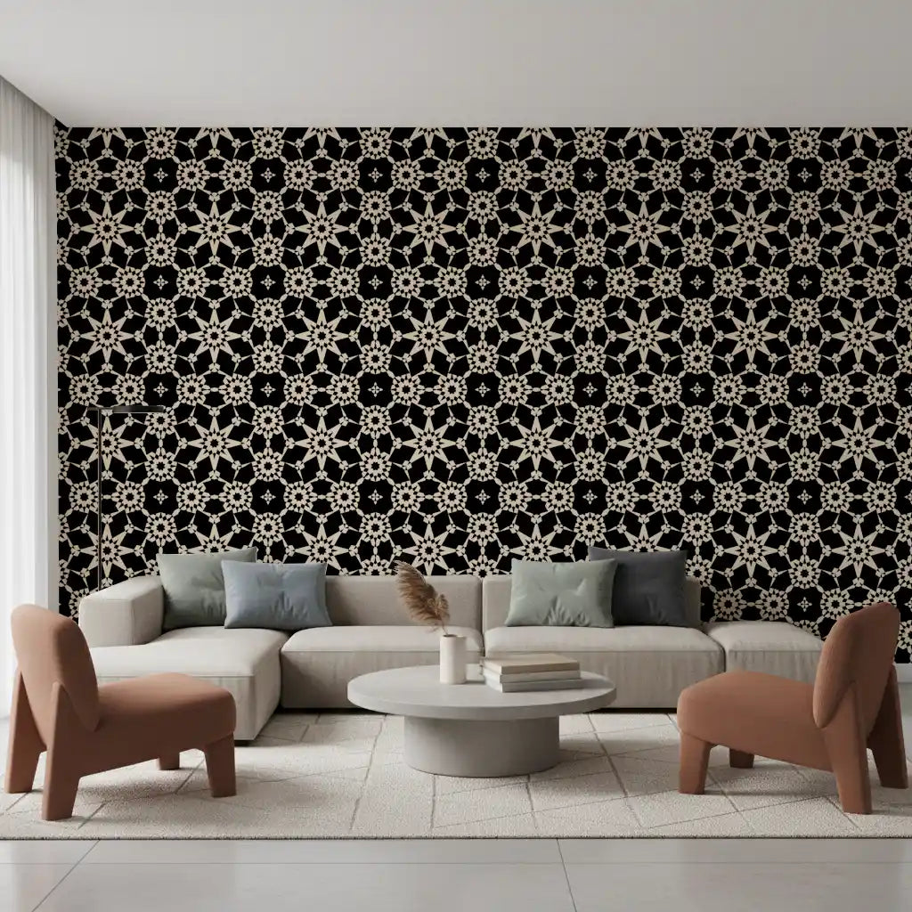 Geometric Arabesque Monochromatic Lattice Wallpaper⁠