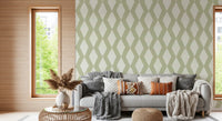Sage Brushstroke Diamond Lattice Wallpaper⁠
