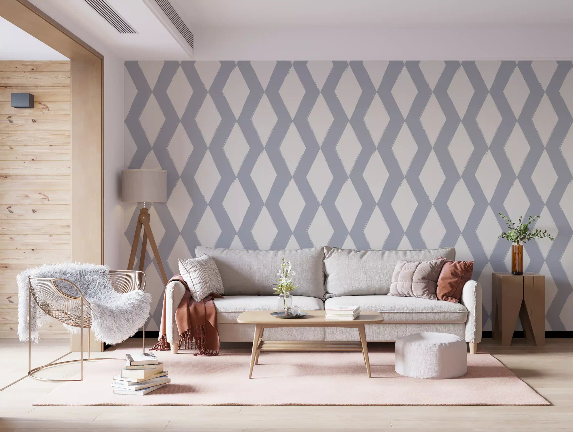 Grey Geometric Brushstroke Diamond Wallpaper⁠
