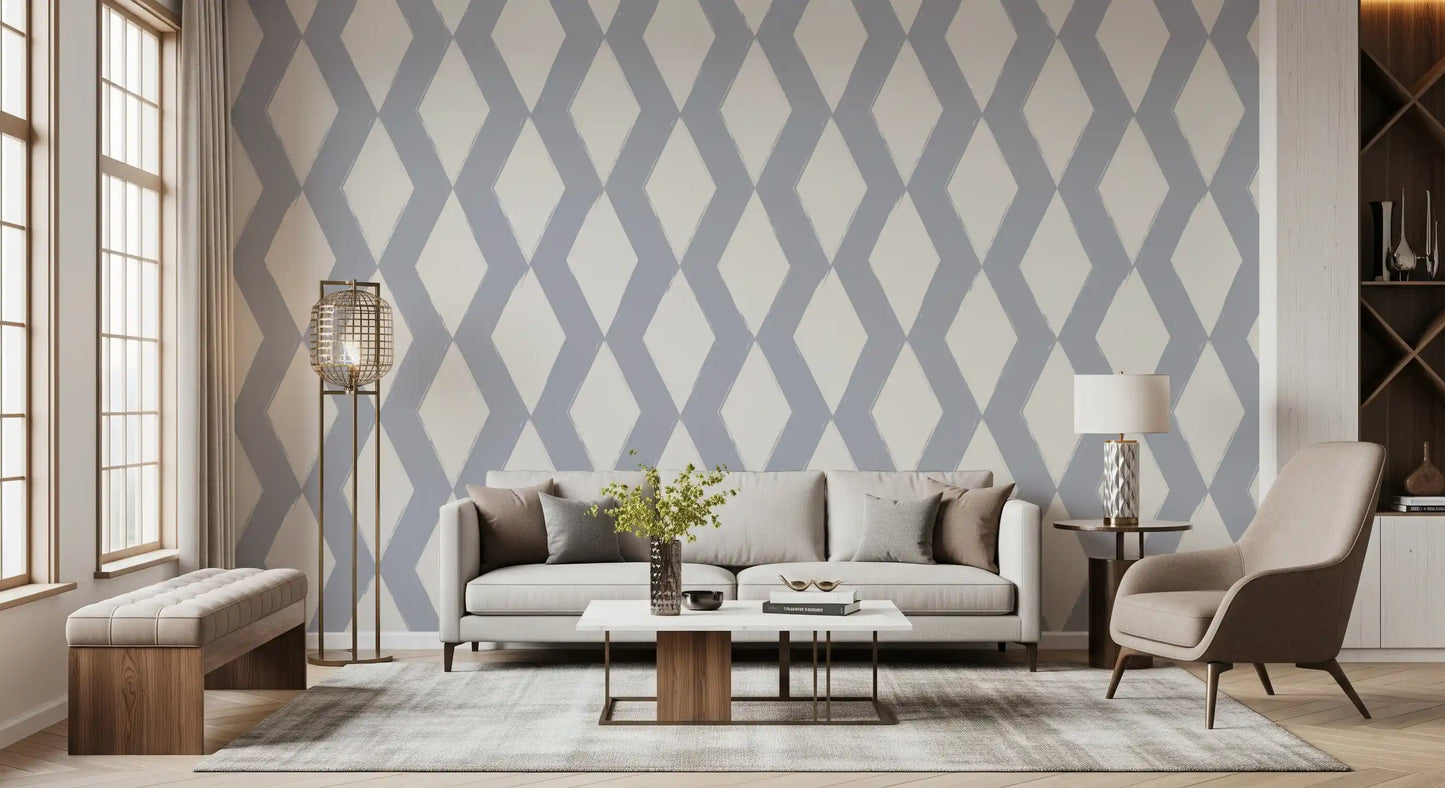 Grey Geometric Brushstroke Diamond Wallpaper⁠