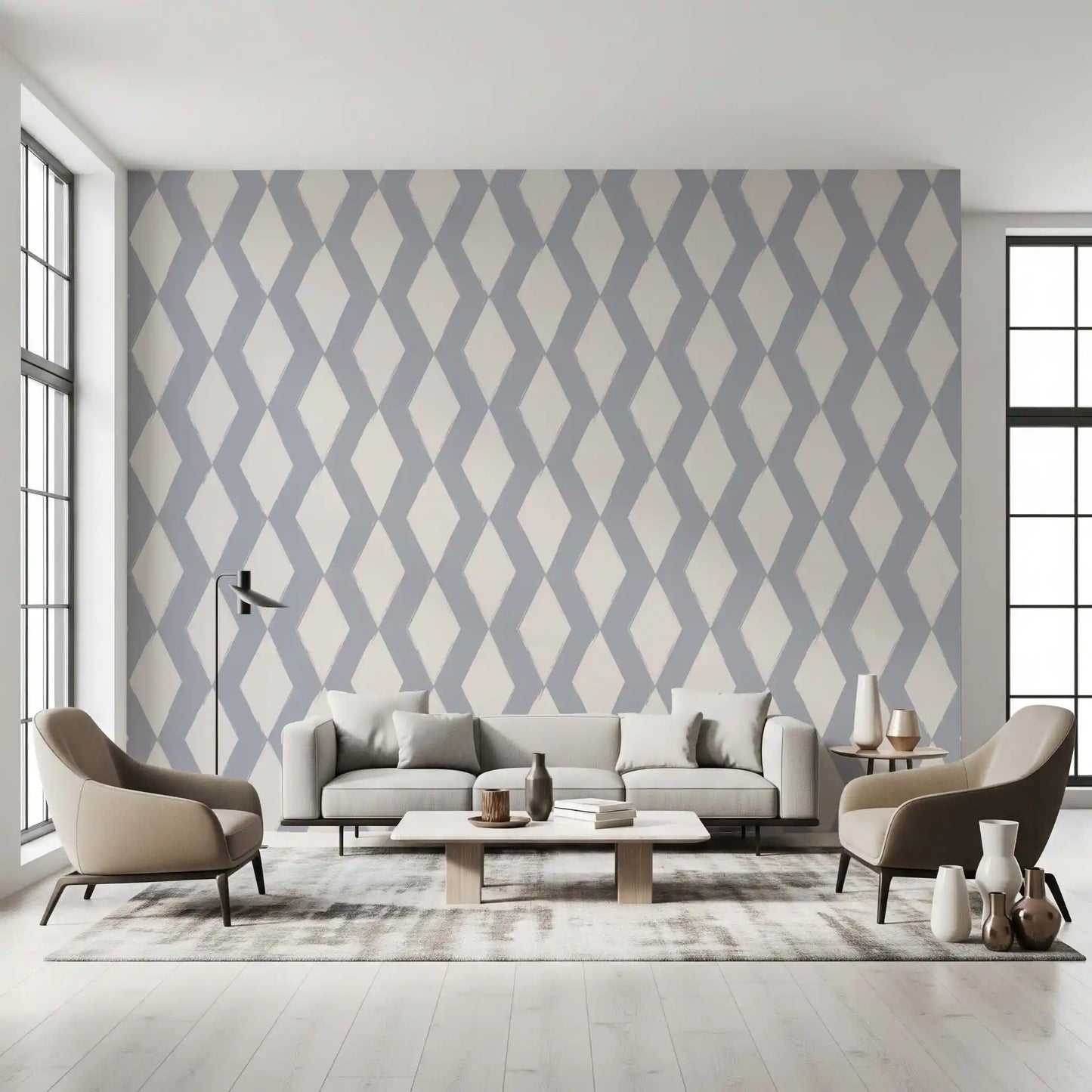 Grey Geometric Brushstroke Diamond Wallpaper⁠