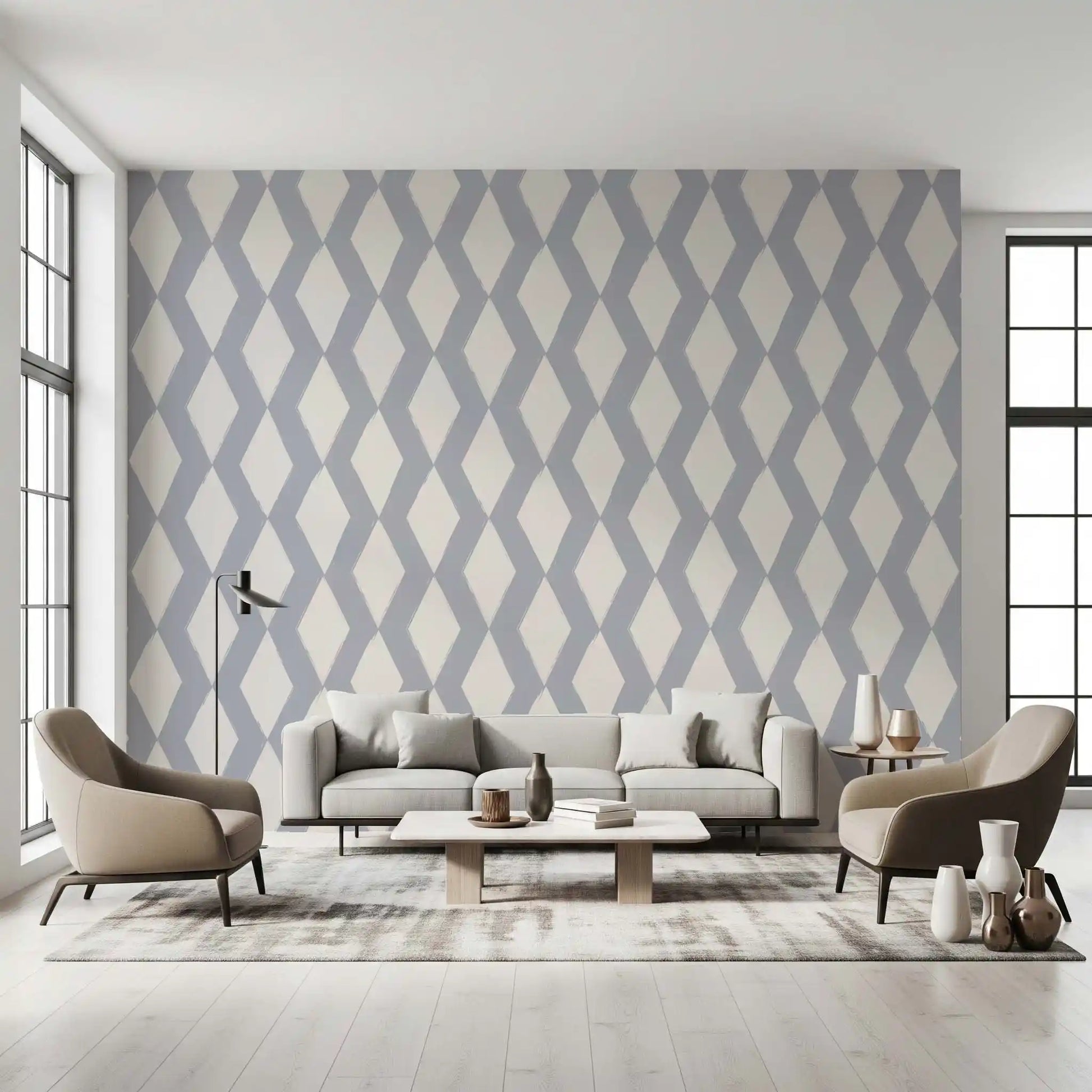 Grey Geometric Brushstroke Diamond Wallpaper⁠