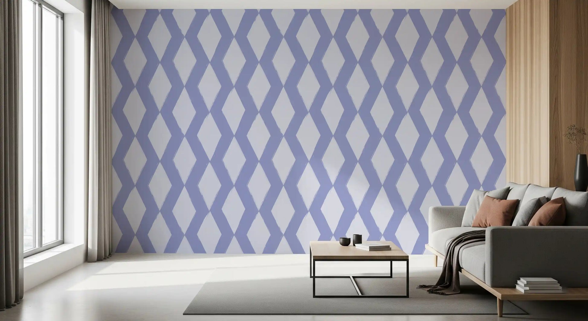 Muted Blue Abstract Diamond Lattice Wallpaper⁠