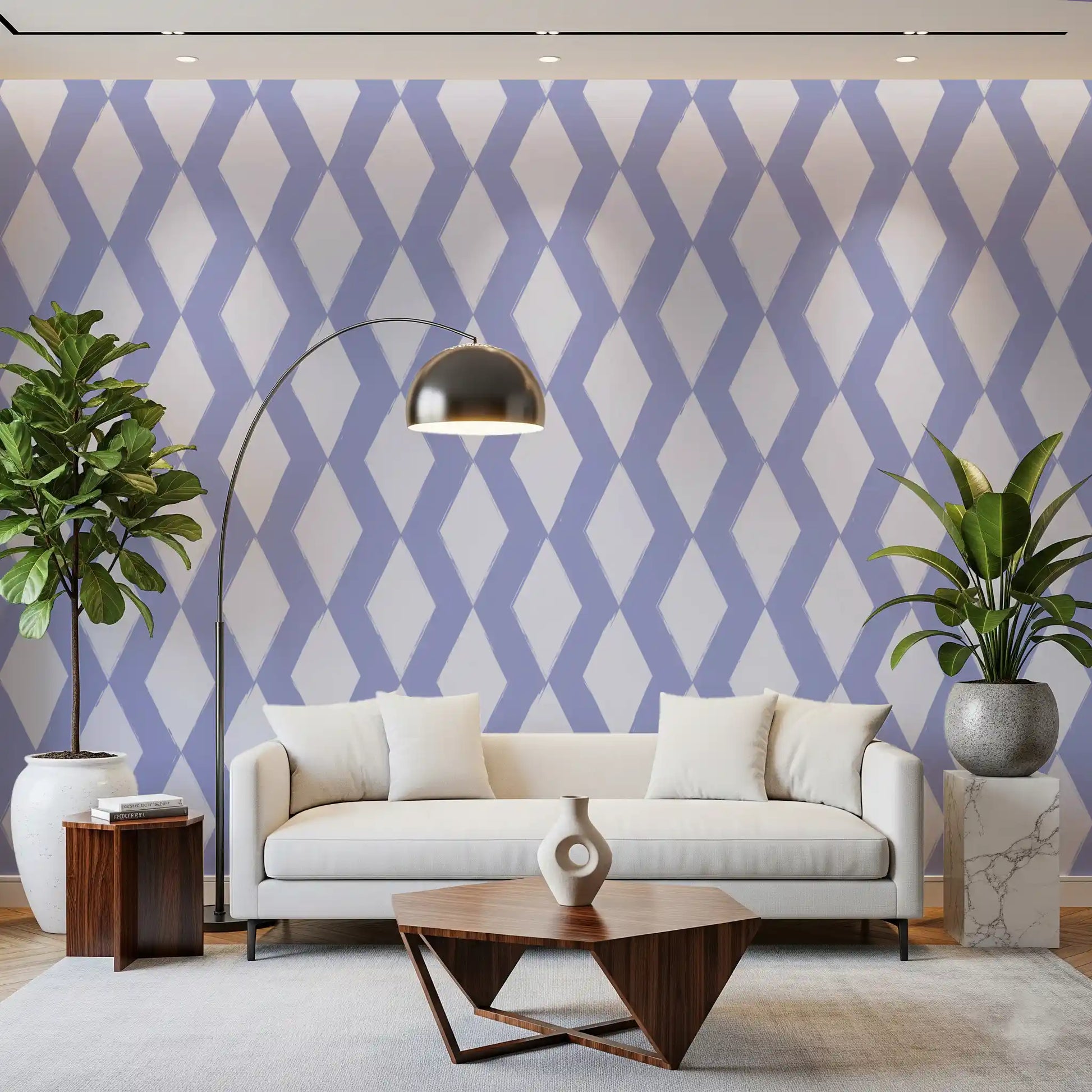 Muted Blue Abstract Diamond Lattice Wallpaper⁠