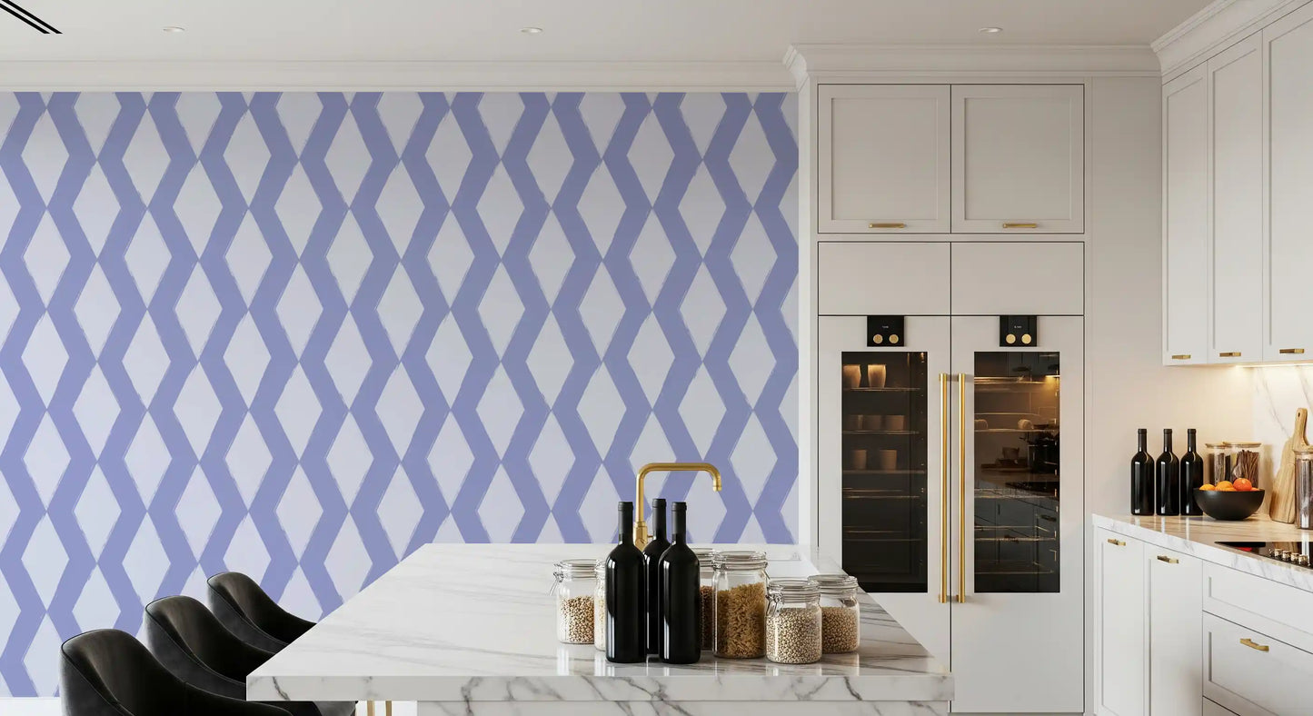 Muted Blue Abstract Diamond Lattice Wallpaper⁠