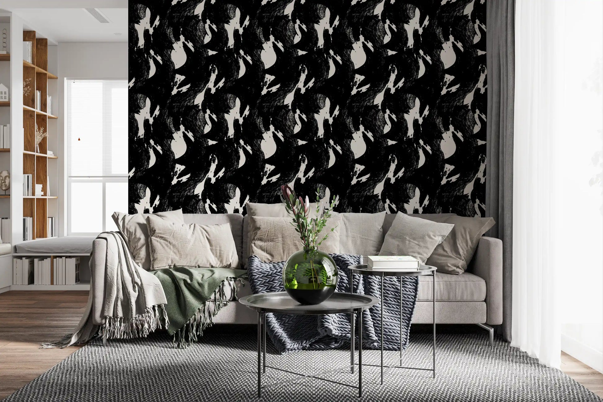 Abstract Charcoal Ink Flow Wallpaper⁠