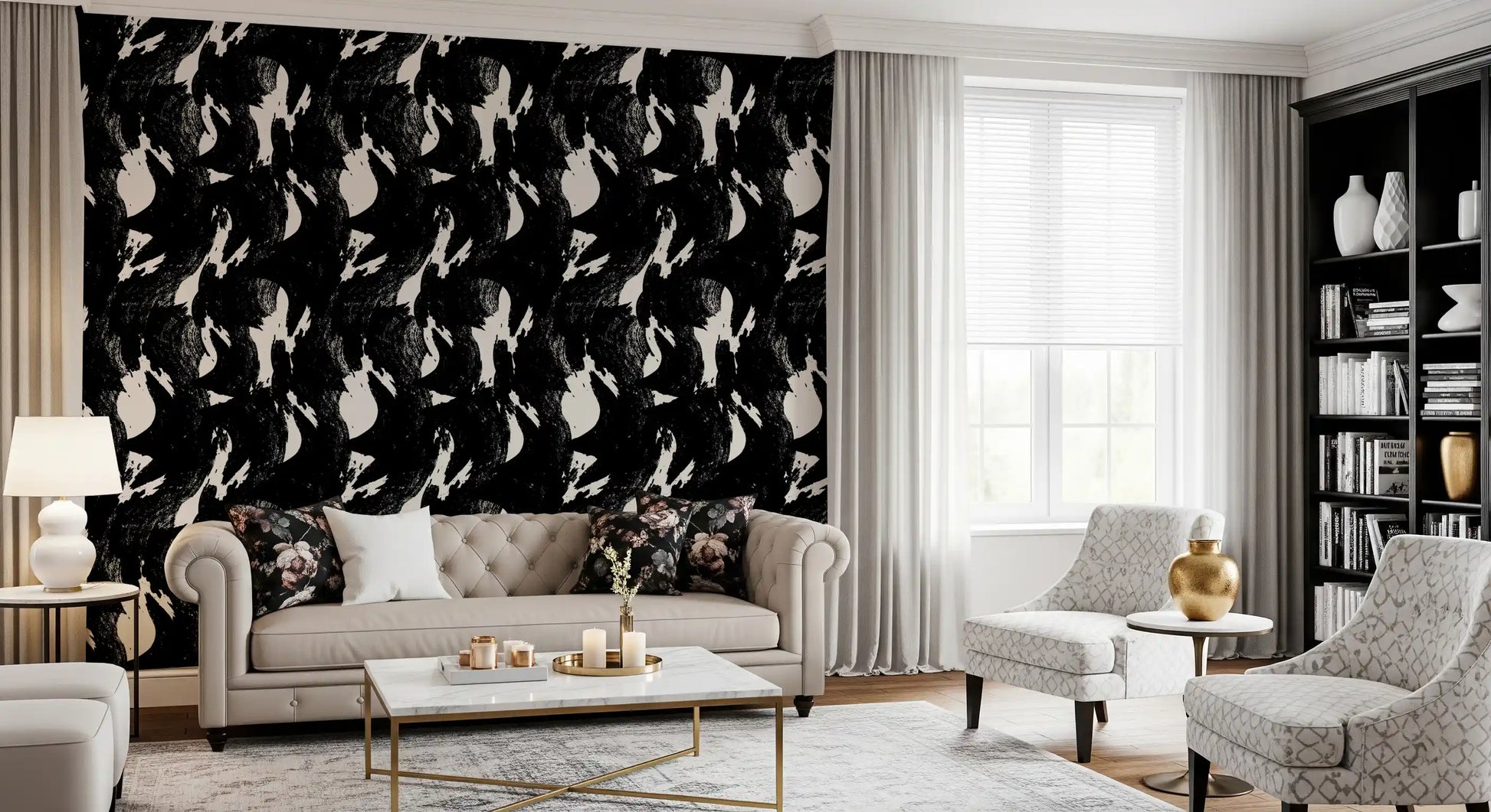 Abstract Charcoal Ink Flow Wallpaper⁠