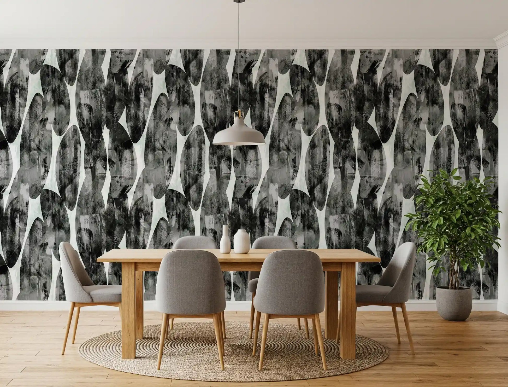 Abstract Monochrome Brushstroke Layers Wallpaper⁠