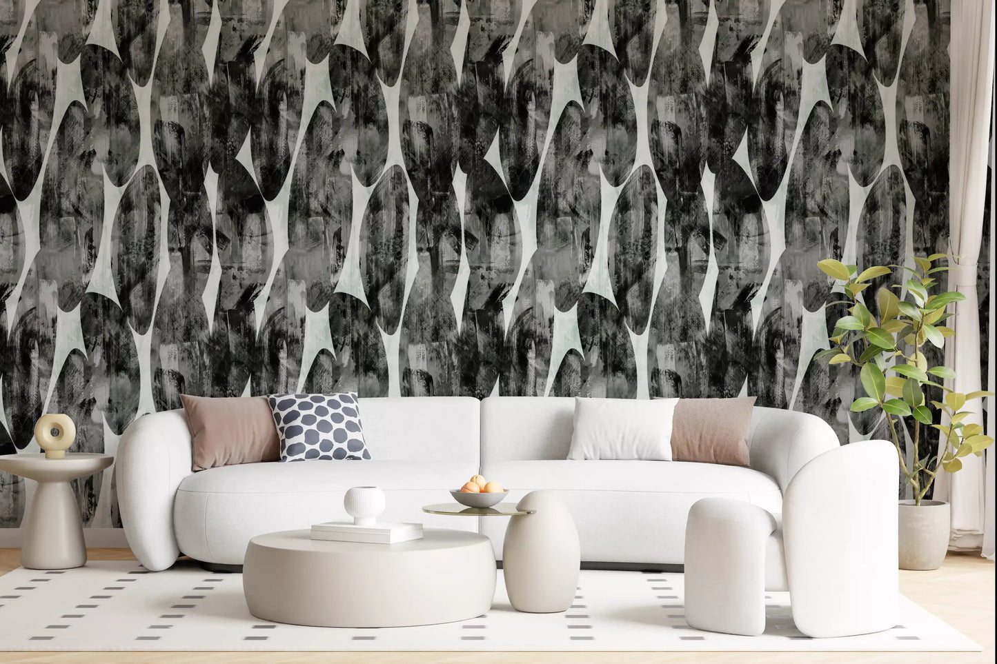 Abstract Monochrome Brushstroke Layers Wallpaper⁠