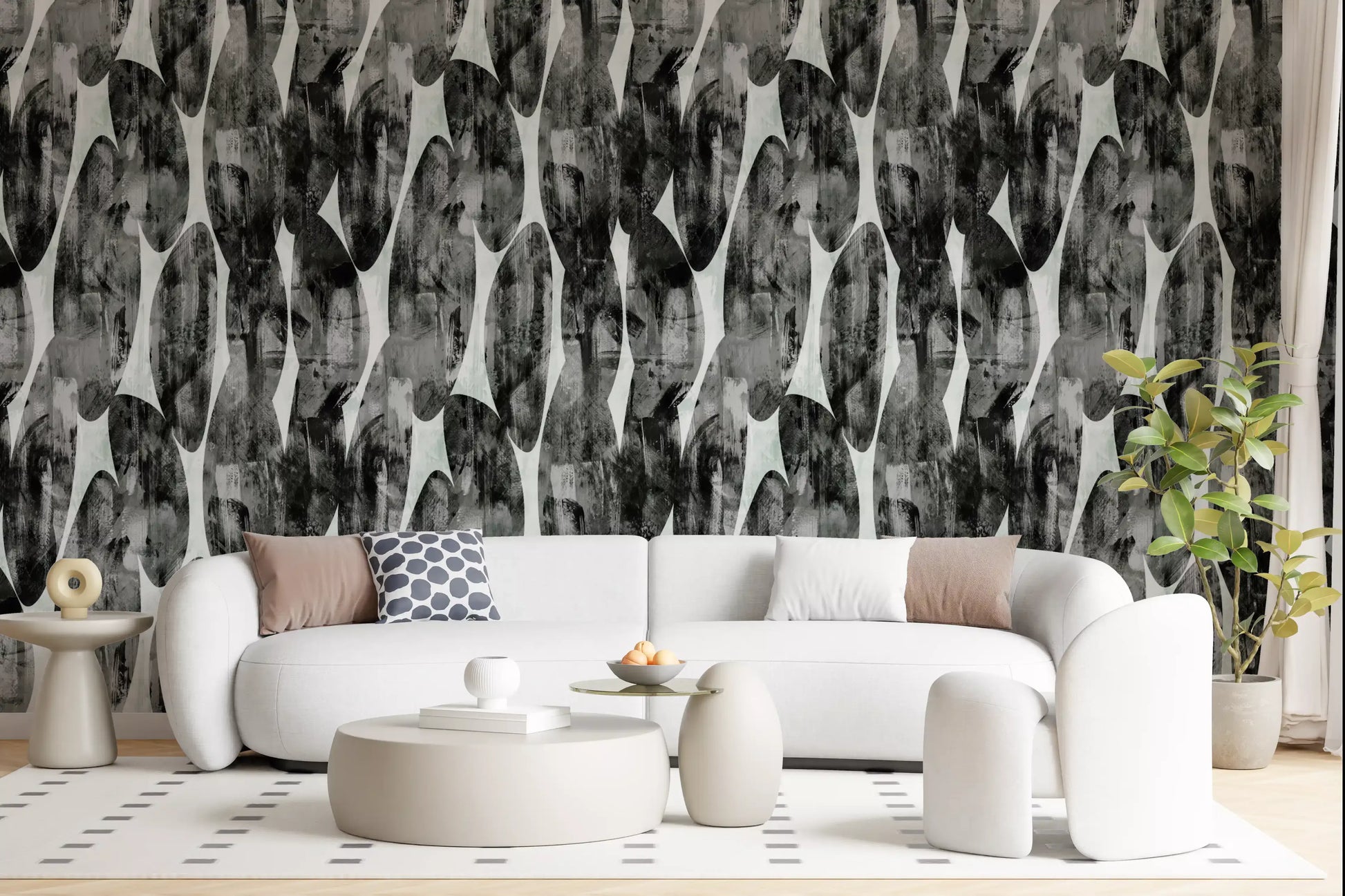 Abstract Monochrome Brushstroke Layers Wallpaper⁠