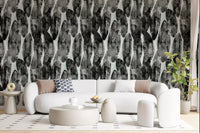 Abstract Monochrome Brushstroke Layers Wallpaper⁠