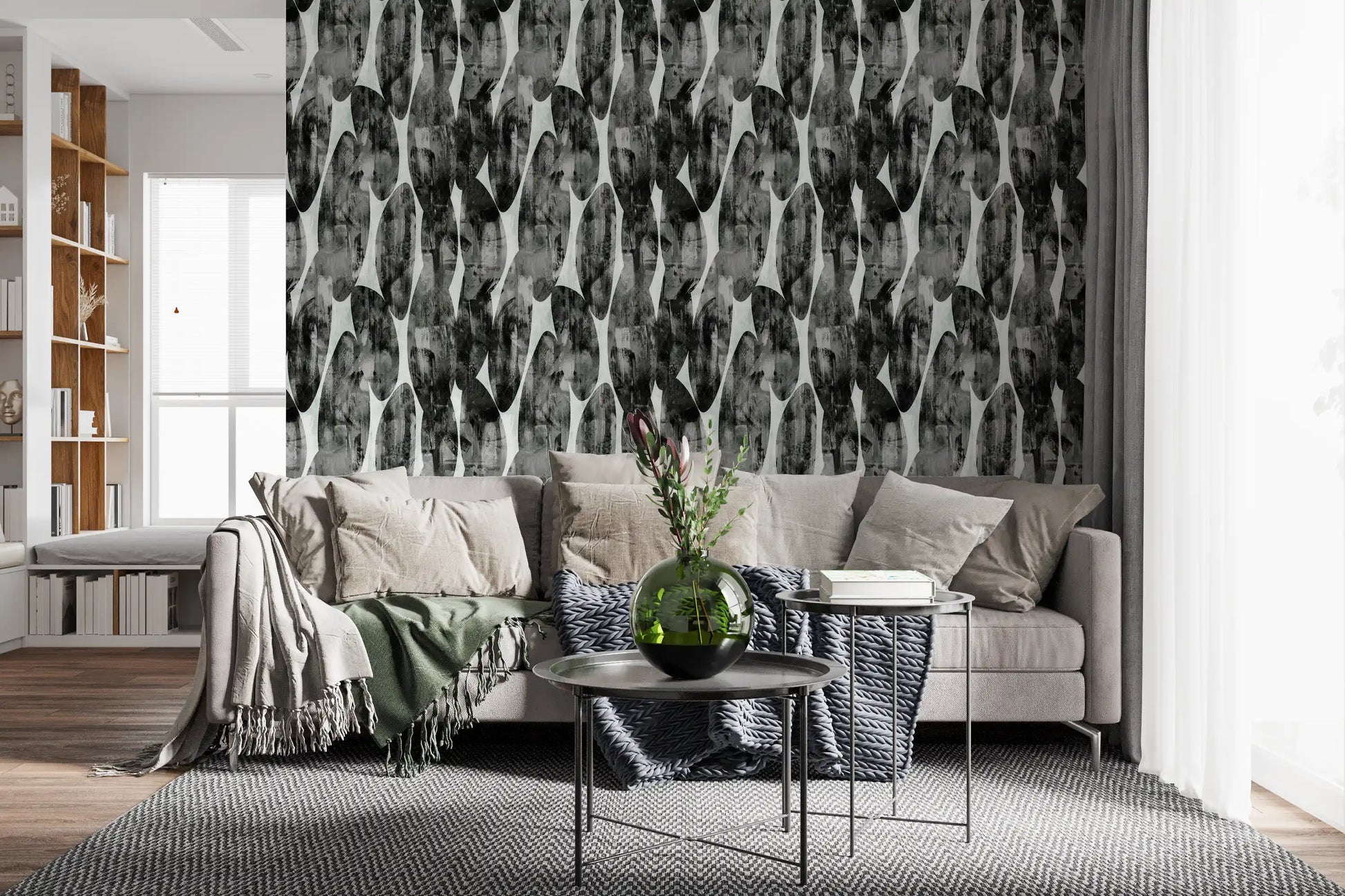Abstract Monochrome Brushstroke Layers Wallpaper⁠