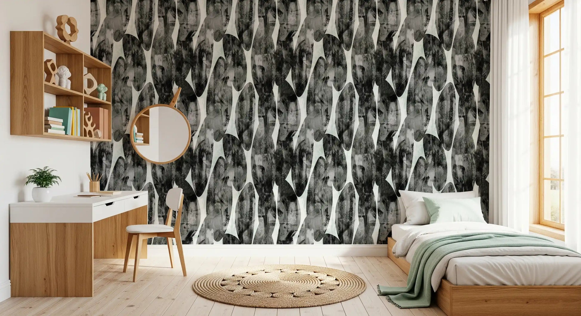 Abstract Monochrome Brushstroke Layers Wallpaper⁠