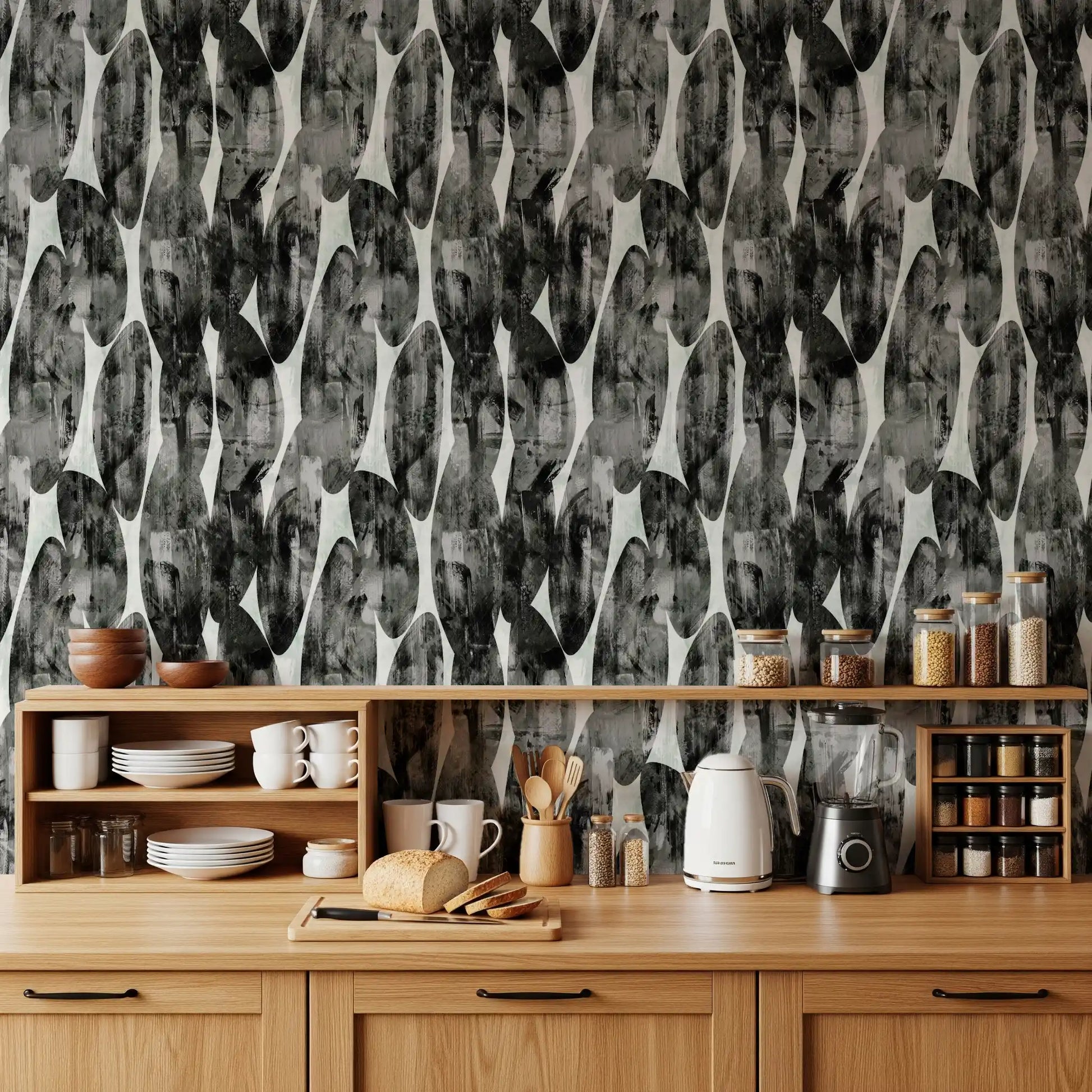 Abstract Monochrome Brushstroke Layers Wallpaper⁠