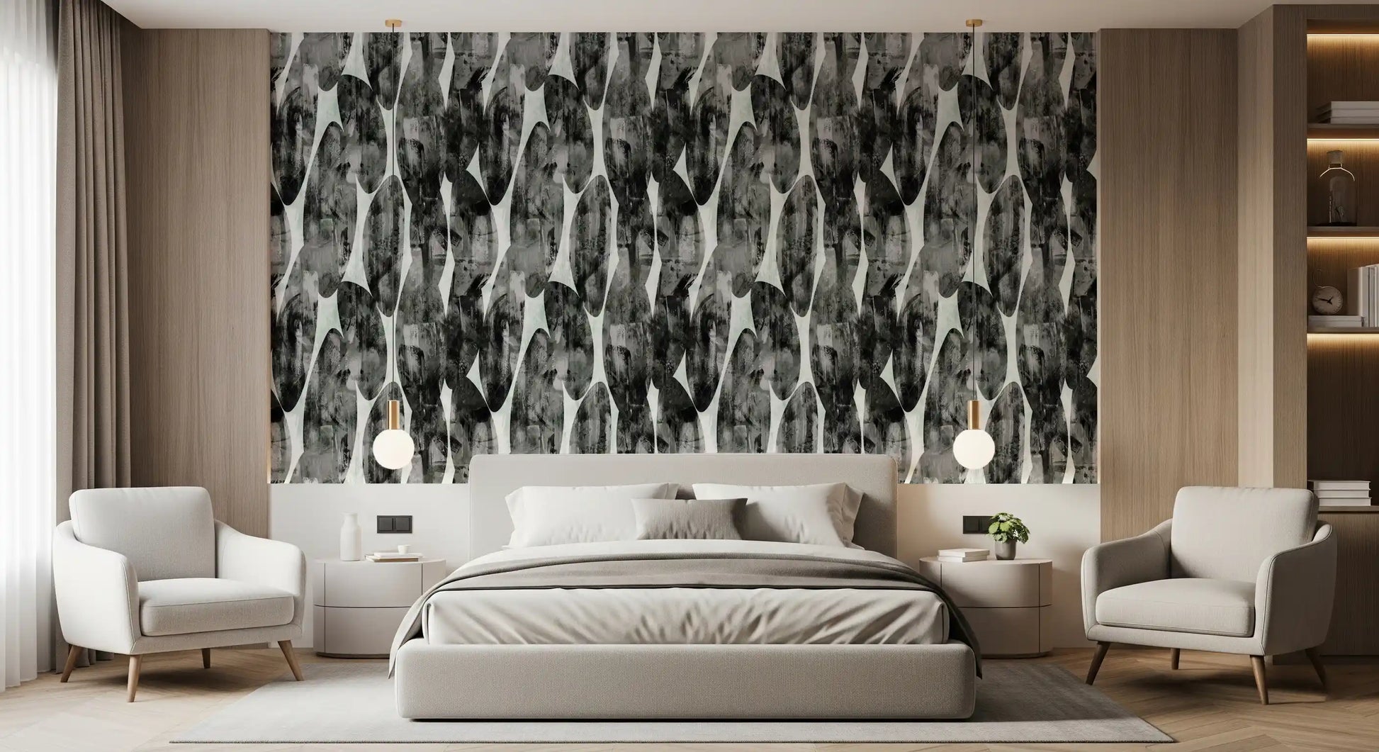 Abstract Monochrome Brushstroke Layers Wallpaper⁠
