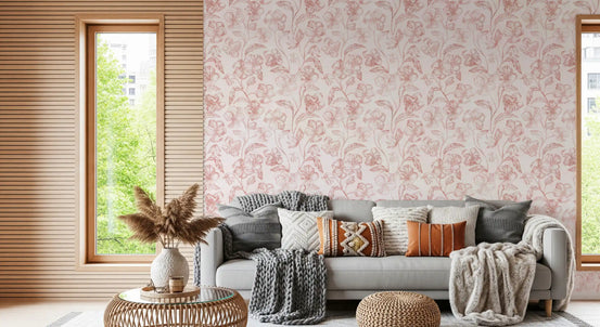 Blush Botanical Line Art Wallpaper⁠