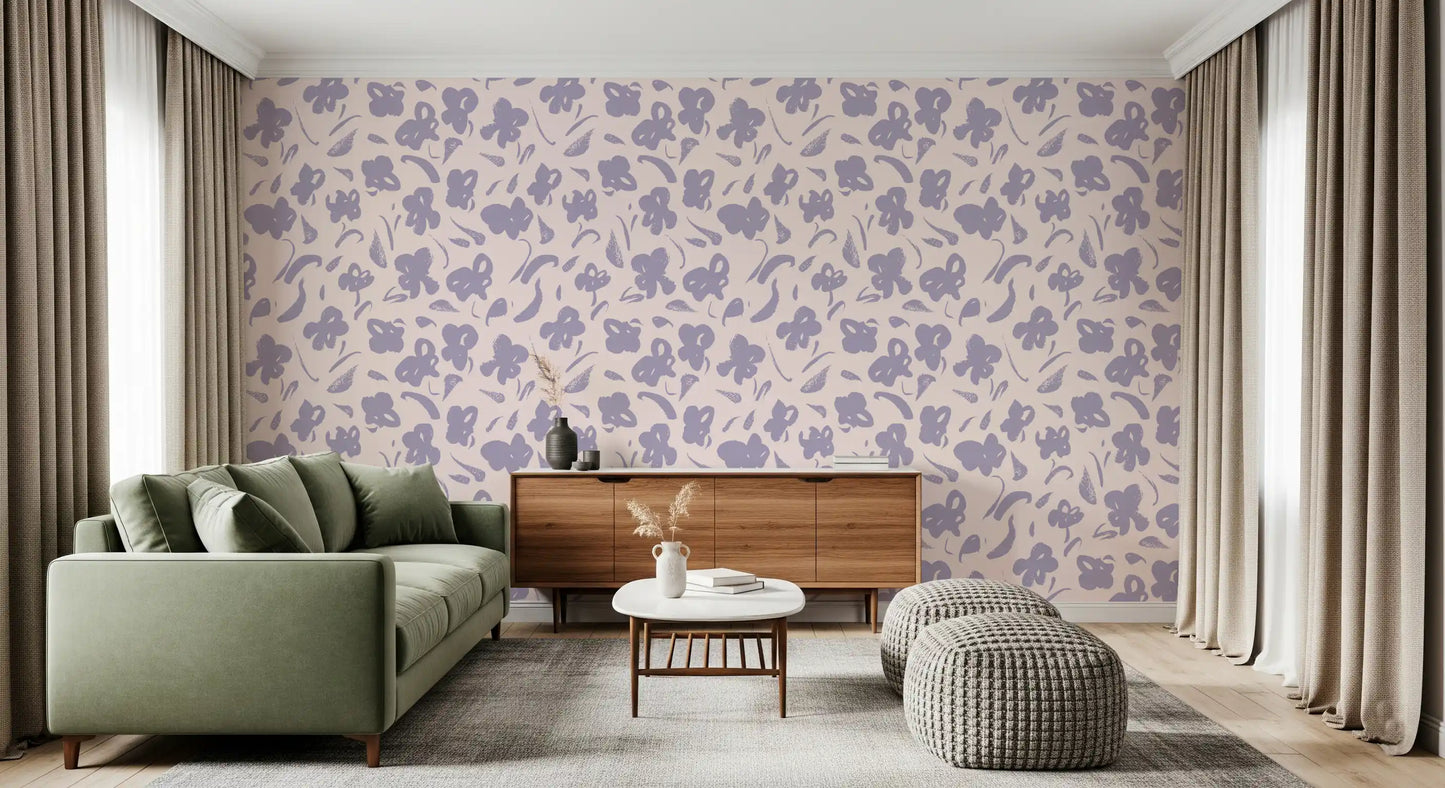 Lavender Painted Floral Bloom Wallpaper⁠