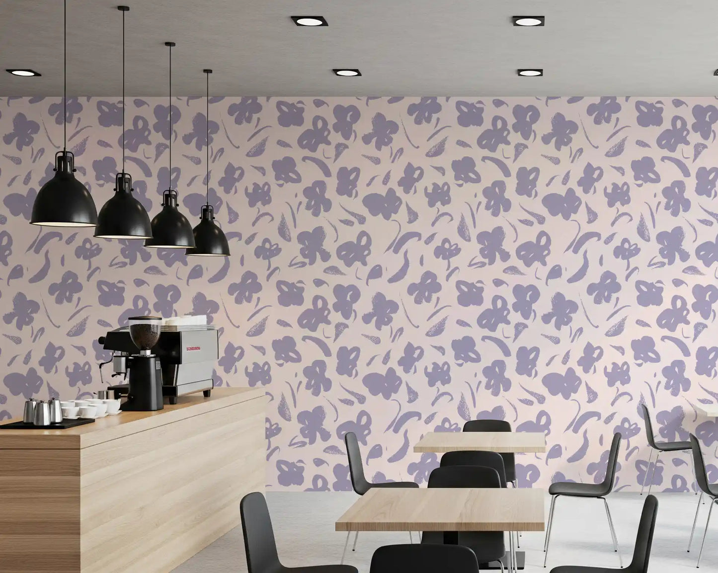 Lavender Painted Floral Bloom Wallpaper⁠