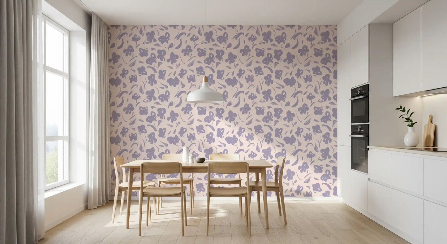 Lavender Painted Floral Bloom Wallpaper⁠