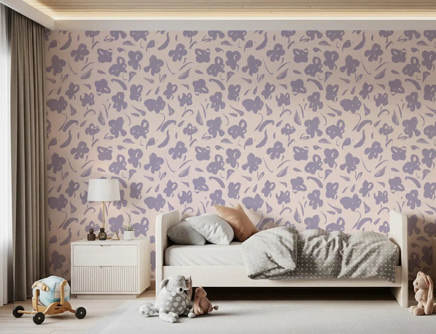 Lavender Painted Floral Bloom Wallpaper⁠