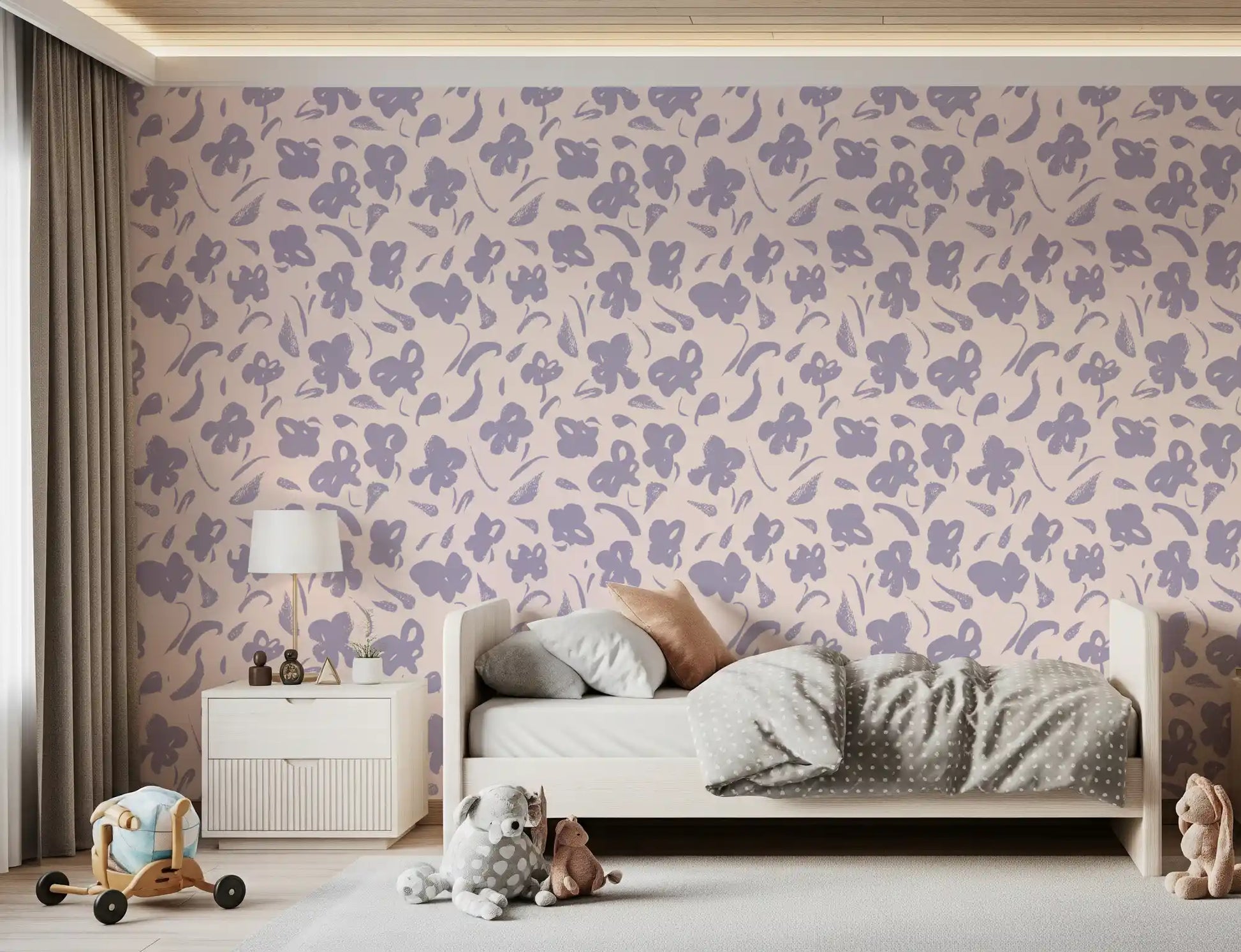 Lavender Painted Floral Bloom Wallpaper⁠