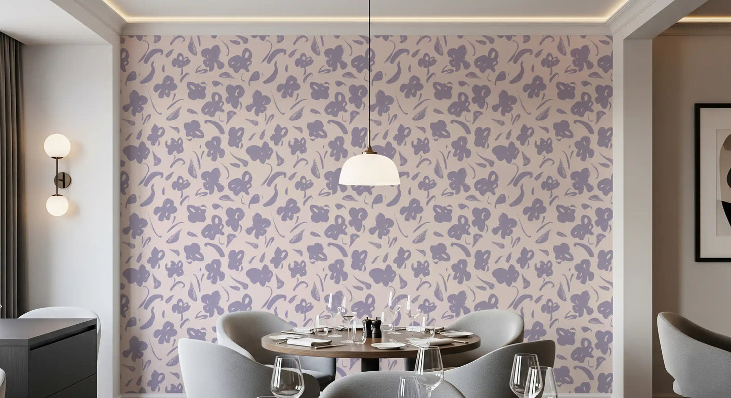 Lavender Painted Floral Bloom Wallpaper⁠