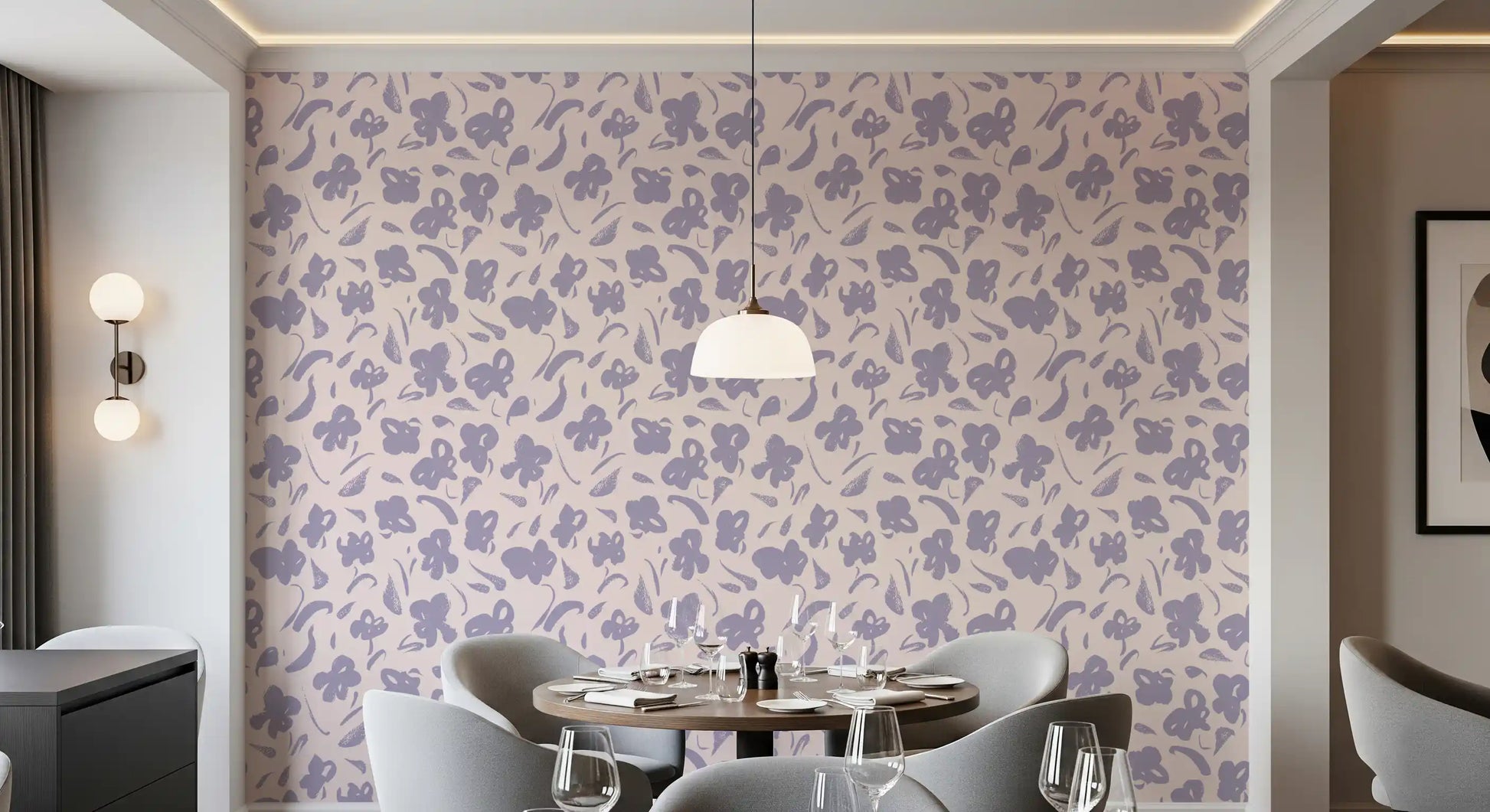 Lavender Painted Floral Bloom Wallpaper⁠