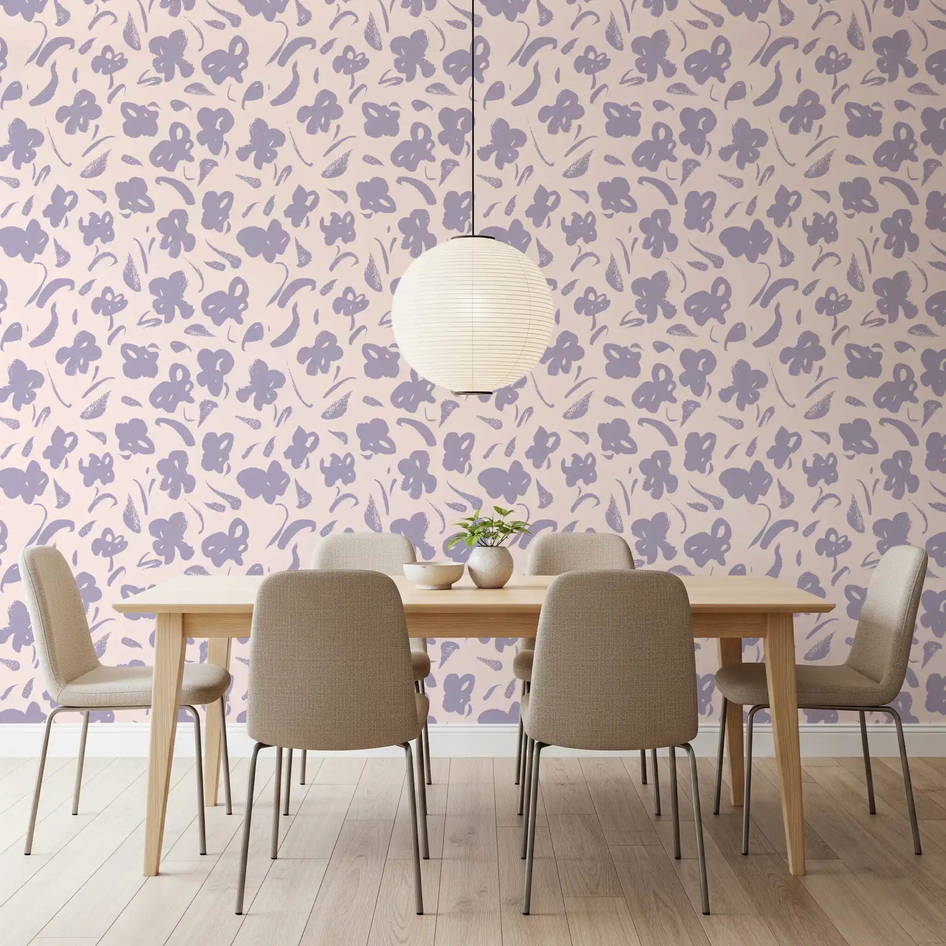 Lavender Painted Floral Bloom Wallpaper⁠