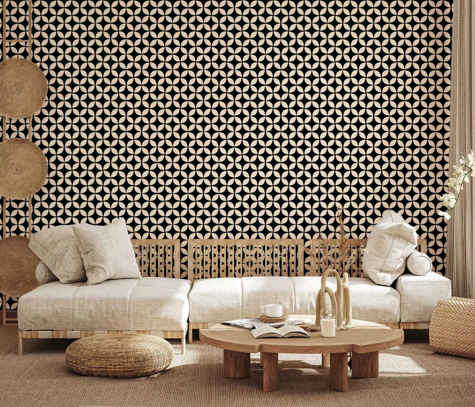 Minimalist Petal Lattice Wallpaper⁠