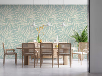 Sage and Cream Palm Frond Impression Wallpaper⁠