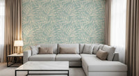 Sage and Cream Palm Frond Impression Wallpaper⁠