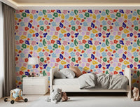 Retro Floral Pop Pattern Wallpaper⁠