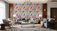 Retro Floral Pop Pattern Wallpaper⁠