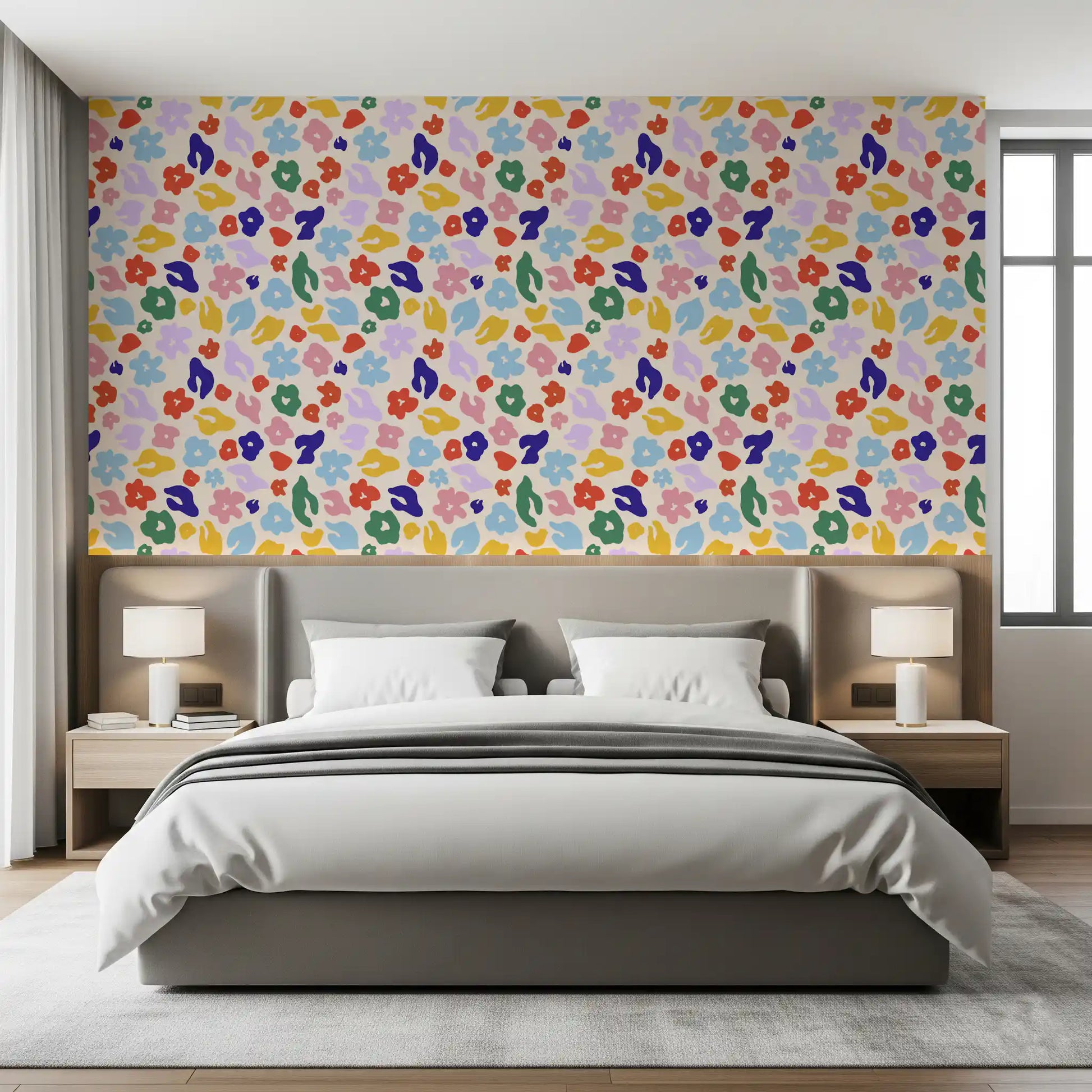Retro Floral Pop Pattern Wallpaper⁠