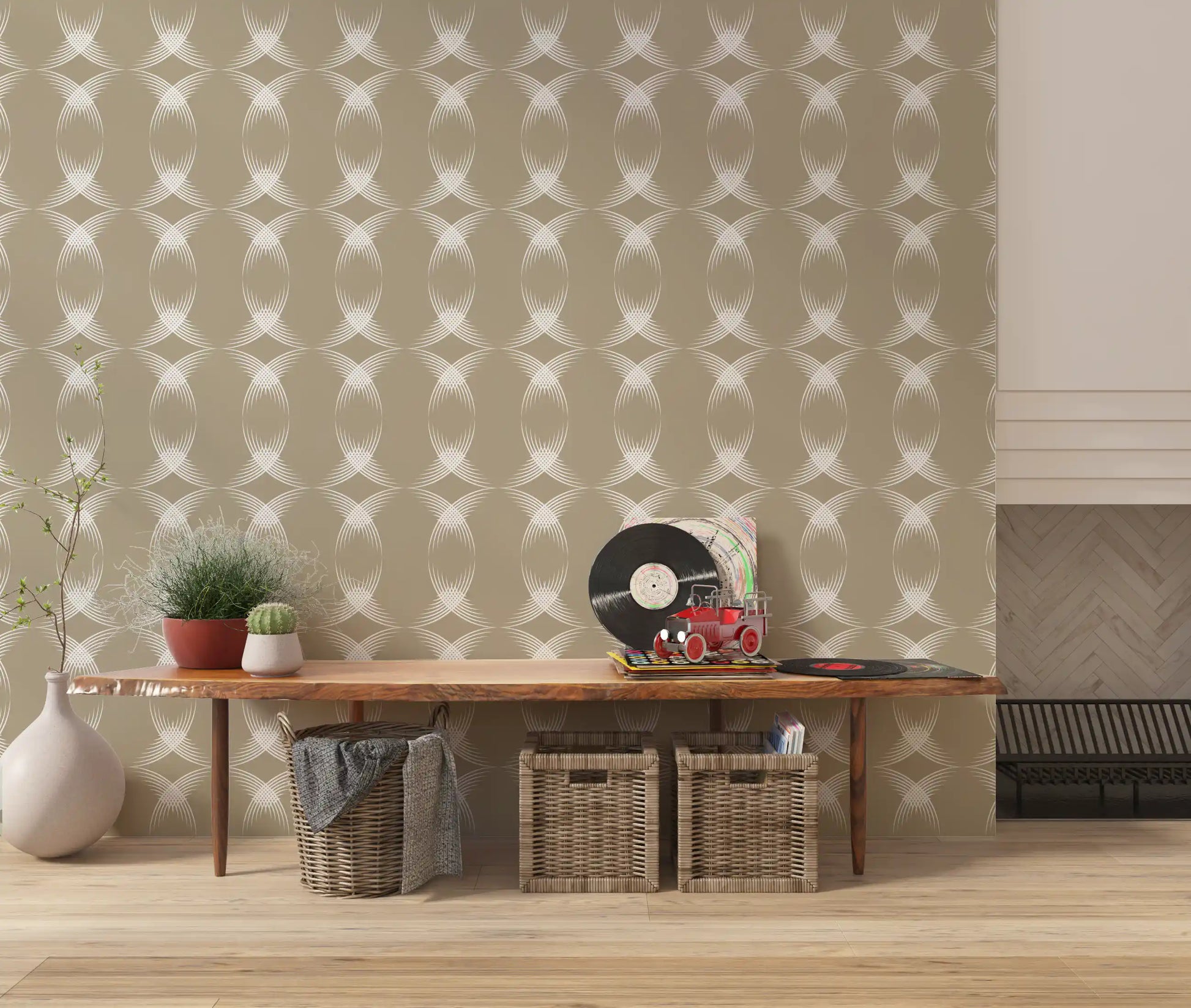 Interwoven Arcs Linear Pattern Wallpaper⁠