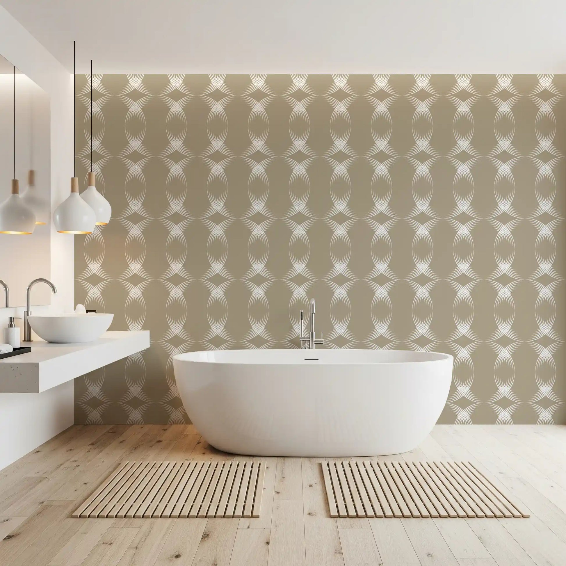 Interwoven Arcs Linear Pattern Wallpaper⁠