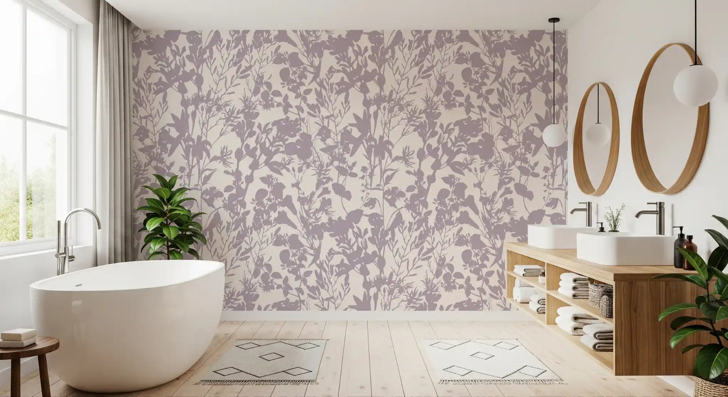 Soft Lavender Botanical Silhouette Wallpaper⁠