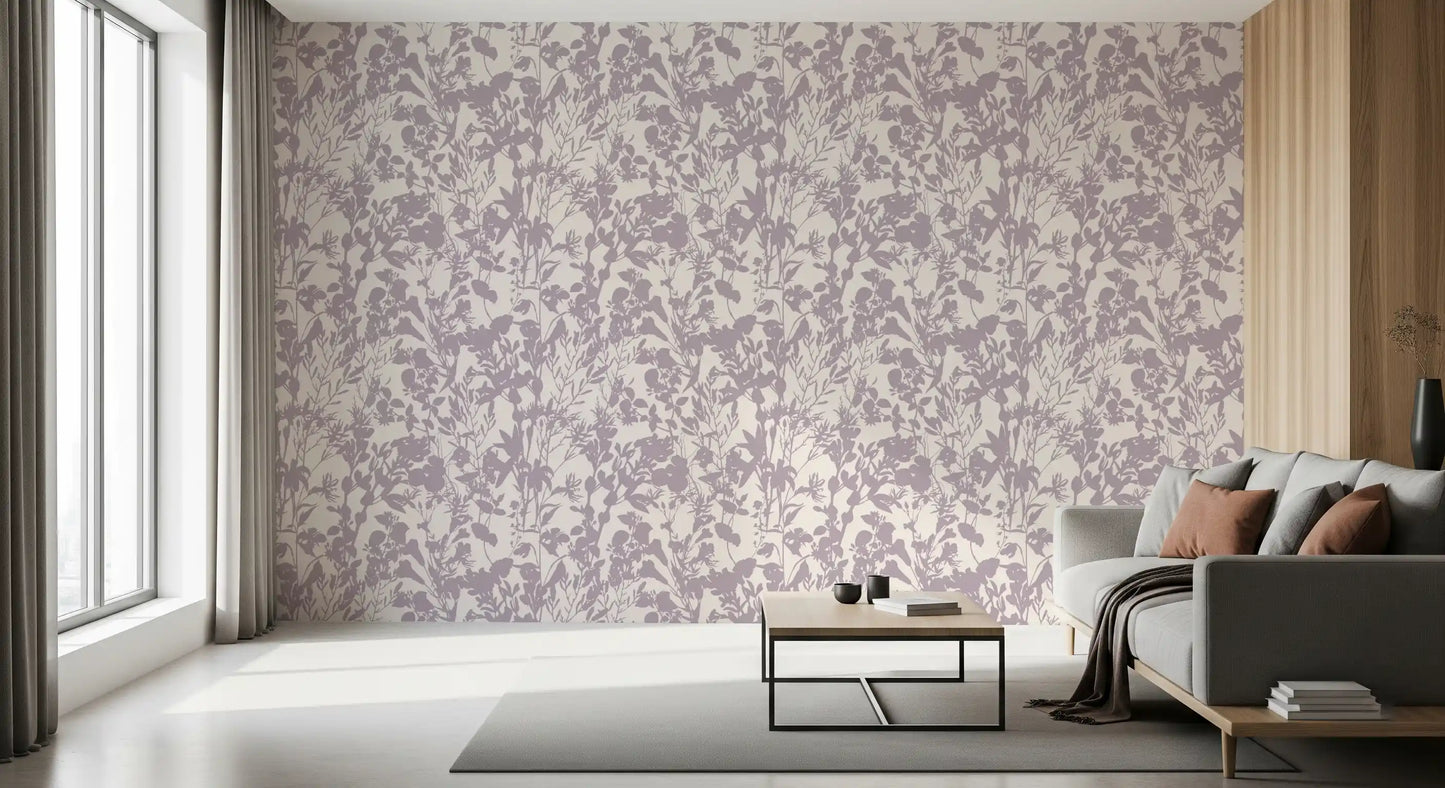 Soft Lavender Botanical Silhouette Wallpaper⁠
