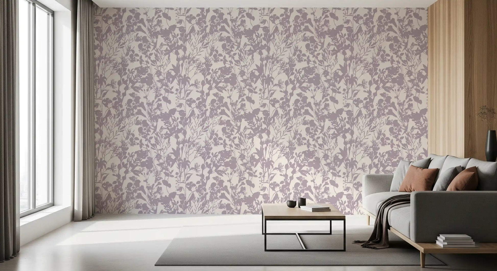Soft Lavender Botanical Silhouette Wallpaper⁠