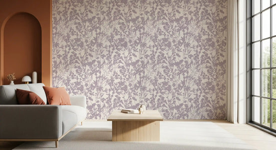 Soft Lavender Botanical Silhouette Wallpaper⁠