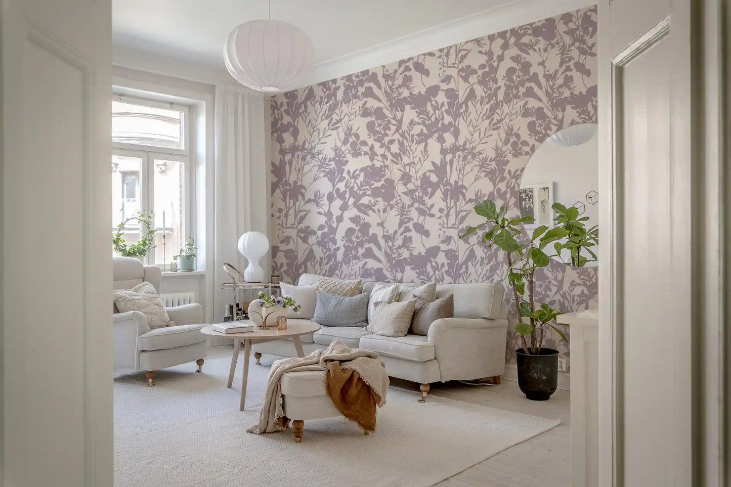 Soft Lavender Botanical Silhouette Wallpaper⁠