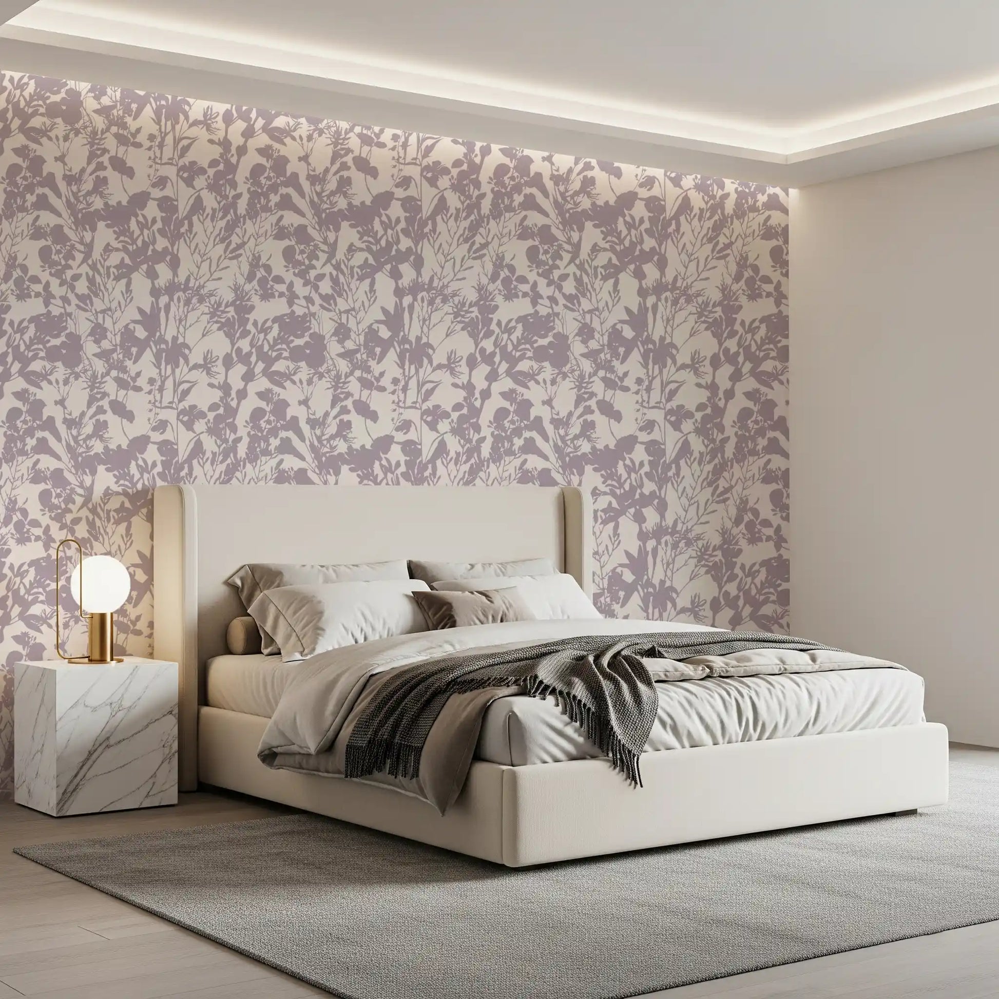 Soft Lavender Botanical Silhouette Wallpaper⁠