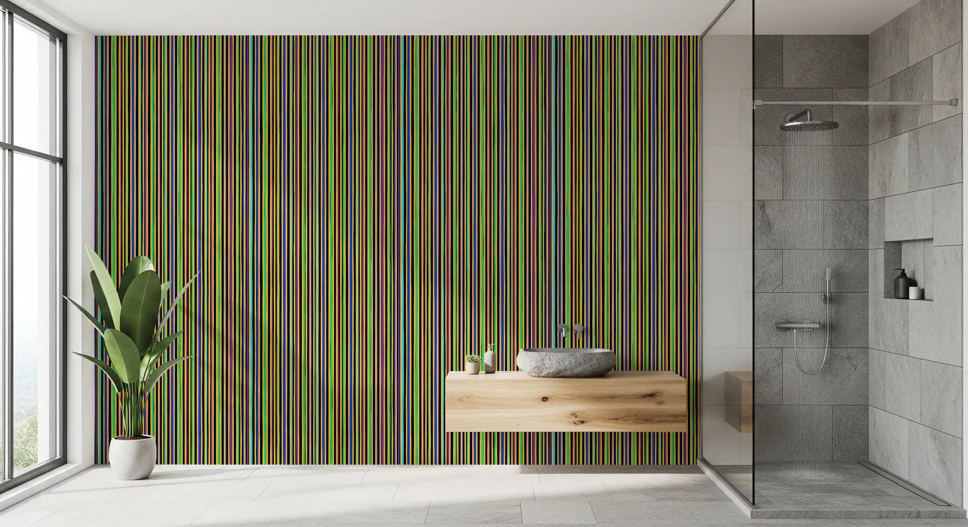 Vibrant Multicolored Vertical Stripe Wallpaper⁠