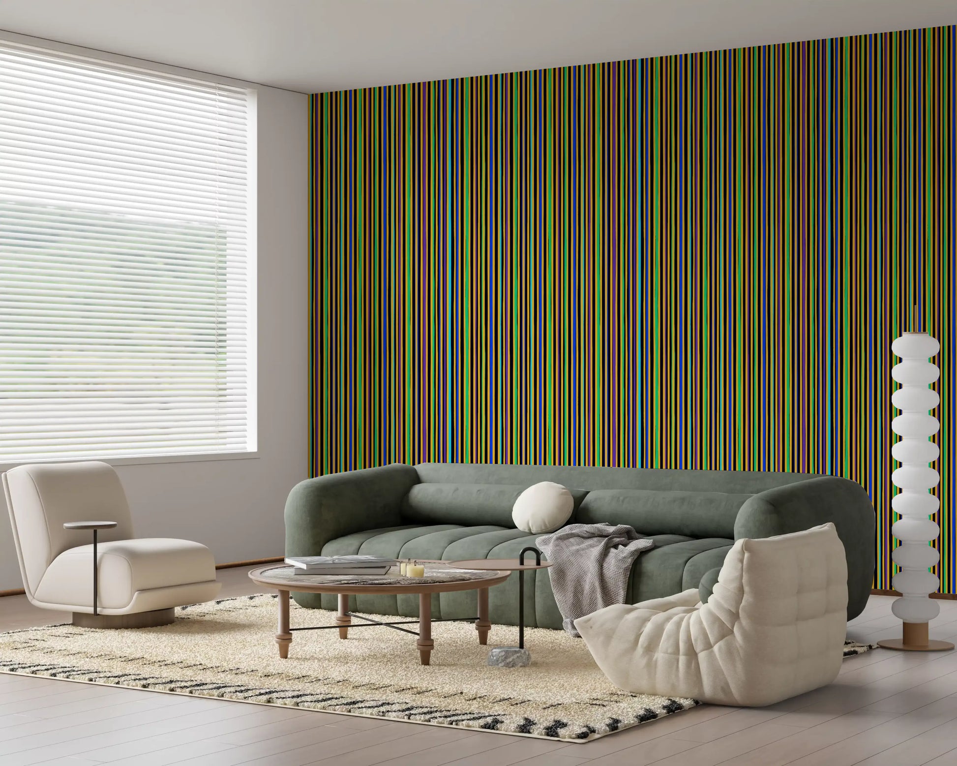 Vibrant Multicolored Vertical Stripe Wallpaper⁠