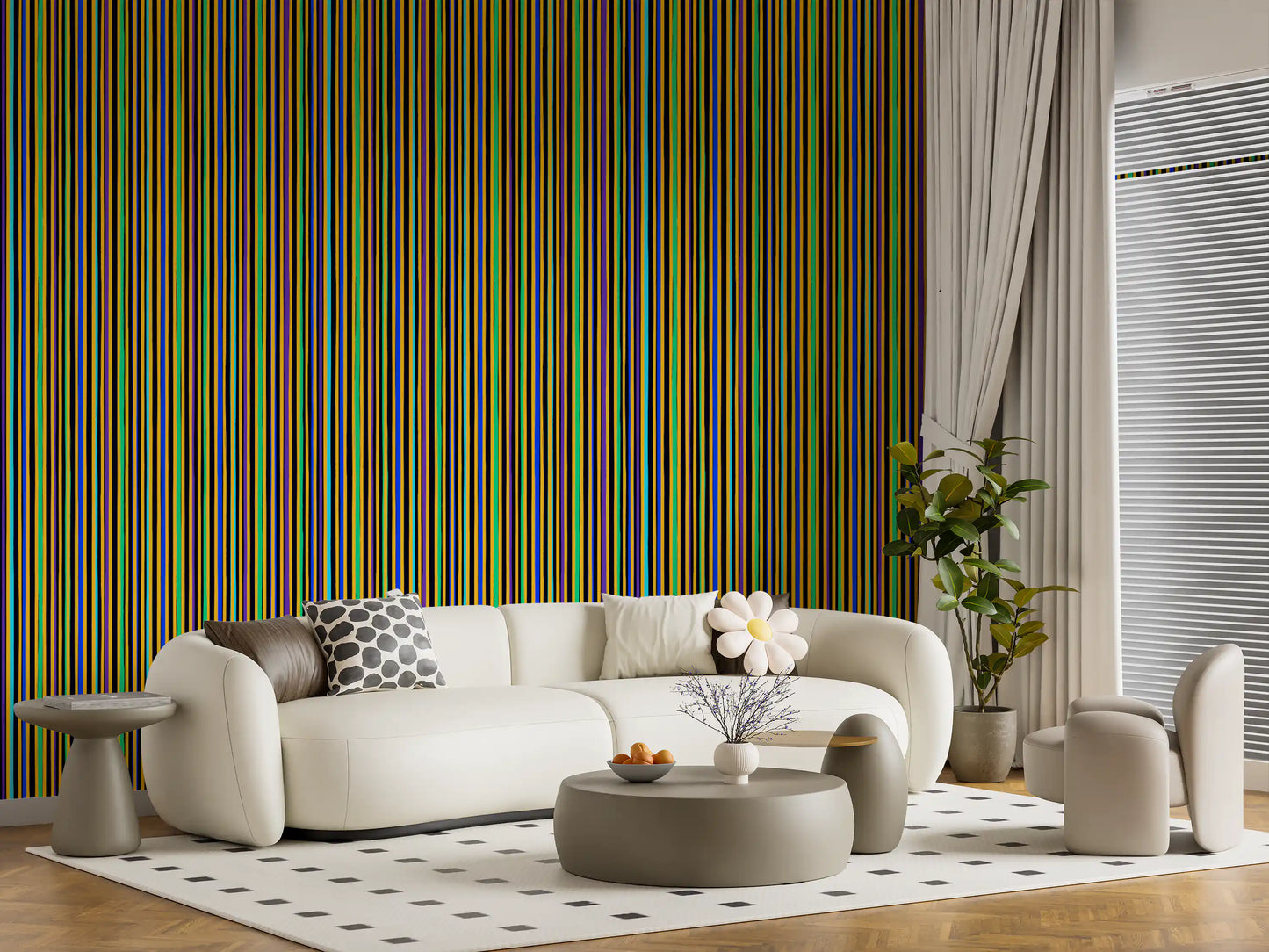 Vibrant Multicolored Vertical Stripe Wallpaper⁠