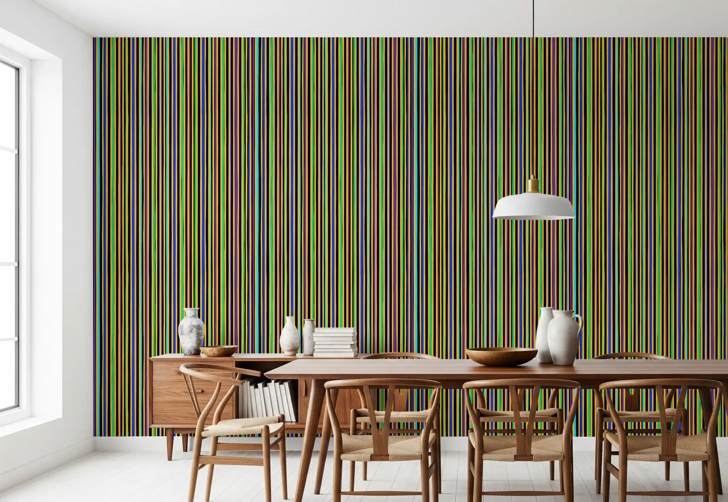 Vibrant Multicolored Vertical Stripe Wallpaper⁠