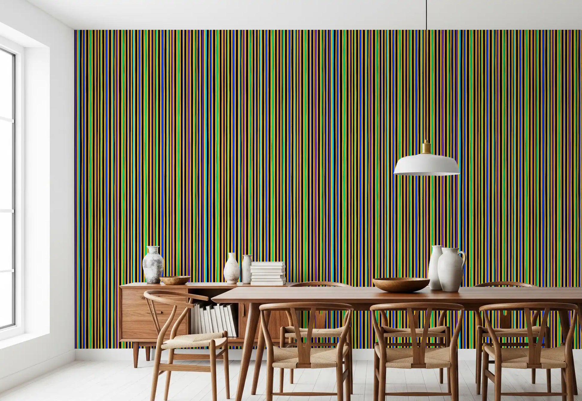 Vibrant Multicolored Vertical Stripe Wallpaper⁠