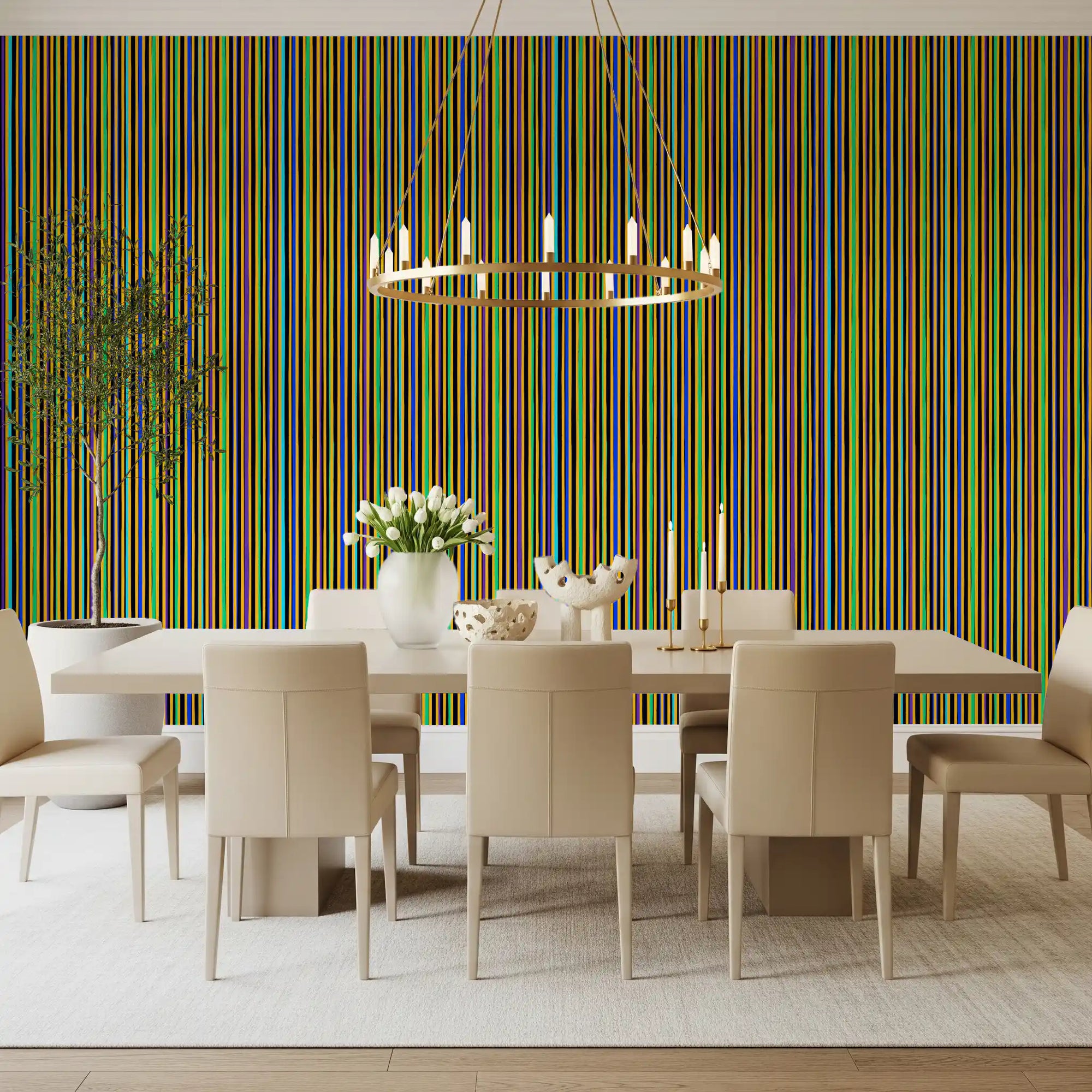Vibrant Multicolored Vertical Stripe Wallpaper⁠